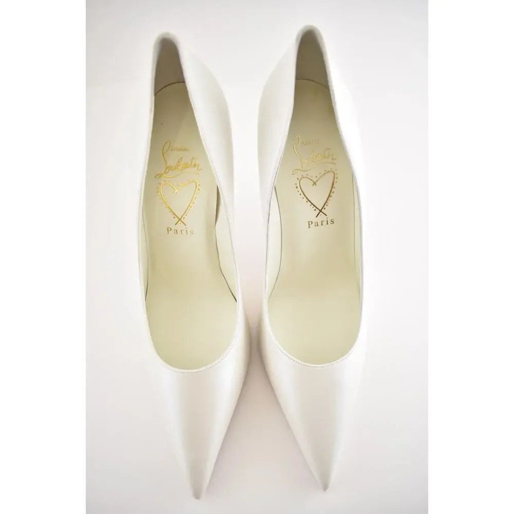 Christian Louboutin Miss Z 100 Nappa Perle Bianco White Pointed Heel Pump 40.5